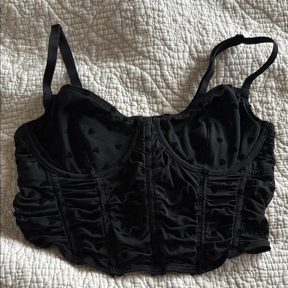 Gilly Hicks Black Heart Patterned Bustier Top size XS - Picture 1 of 5